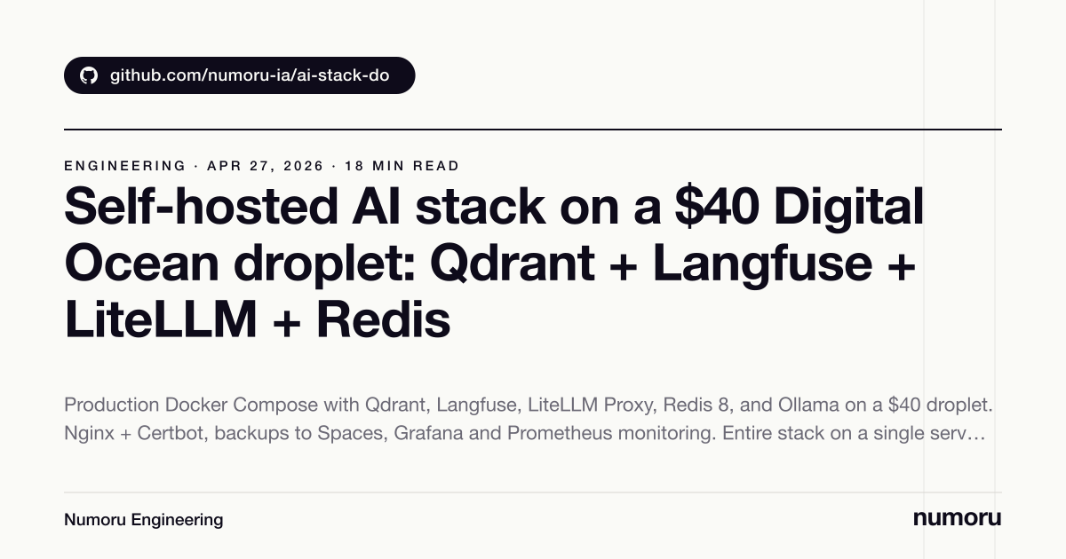 Self-hosted AI stack on a $40 Digital Ocean droplet: Qdrant + Langfuse ...